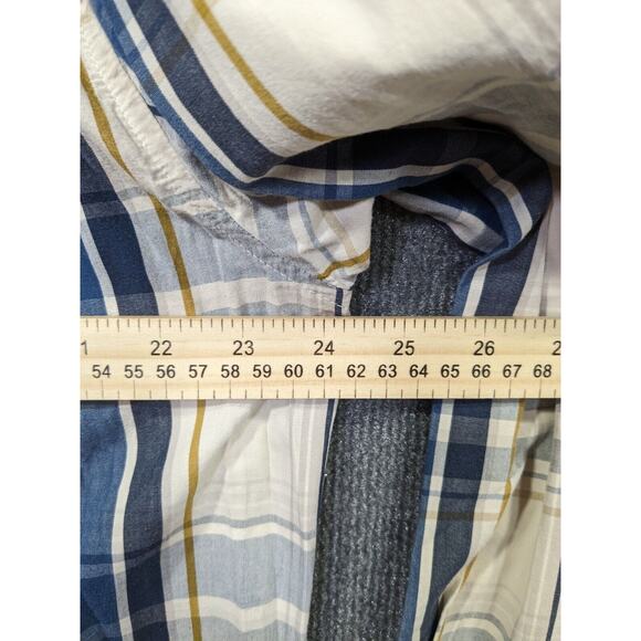 Merrell Button Up Shirt Mens XL Plaid Cotton Pockets Blue Outdoor Preppy - Picture 9 of 11